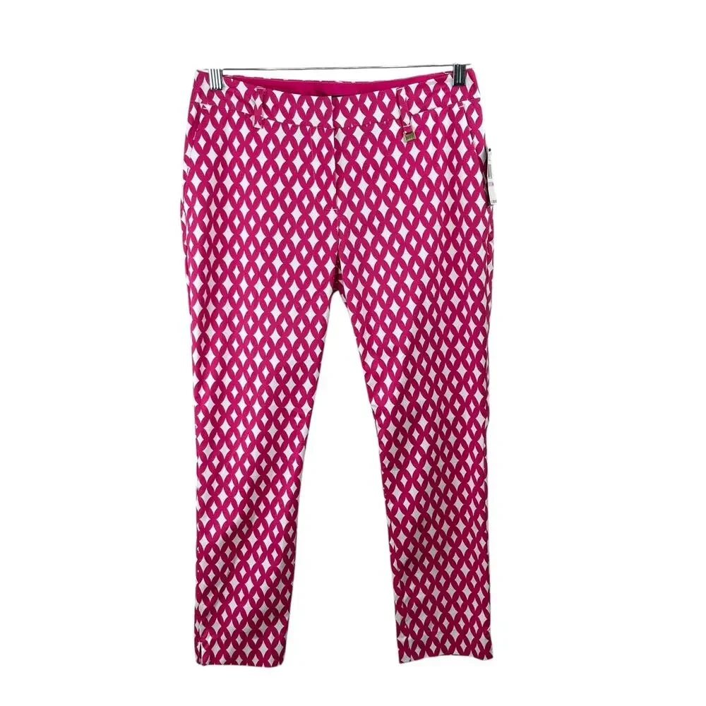Nautica Fuchsia Hot Pink Geometric Ankle Pants NWT 6 Barbiecore Resort Preppy